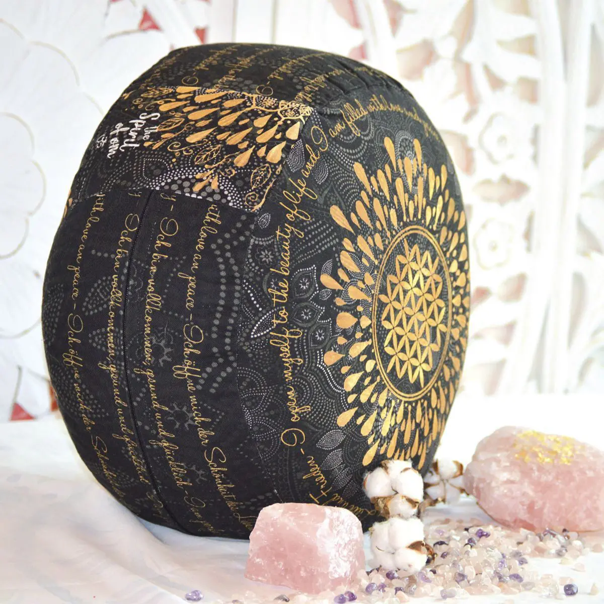 Meditationskissen rund schwarz/gold