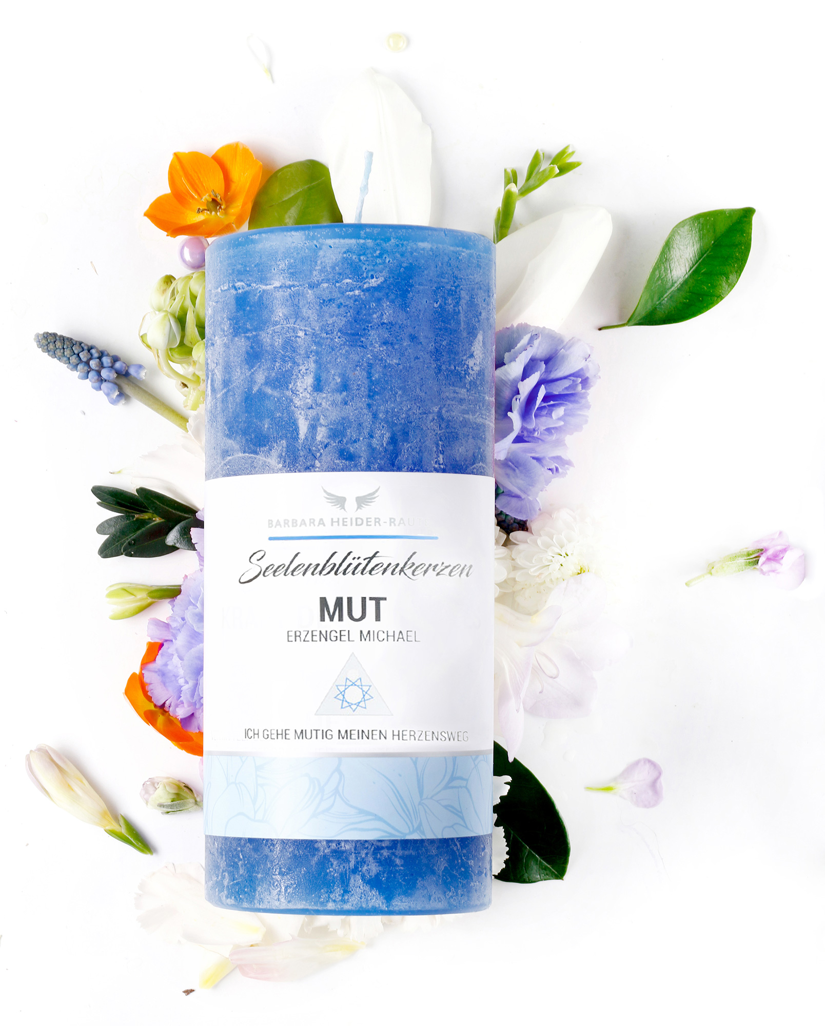 Seelenblütenkerze Mut. Für mehr Mut, Antrieb und Umsetzung mit Blüten