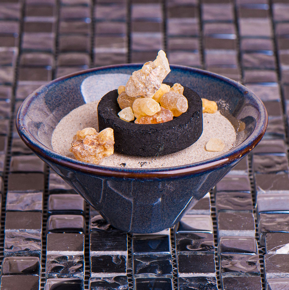 Dunkelblaue Räucherschale aus Keramik