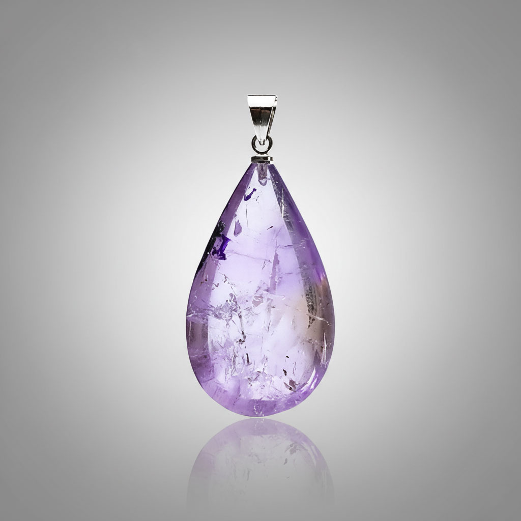 Amethyst Edelsteinanhänger in Tropfenform