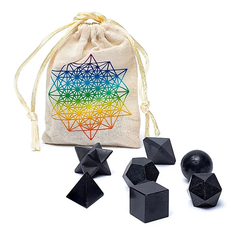Schwarzer Turmalin Geometrie 7-teiliges Set