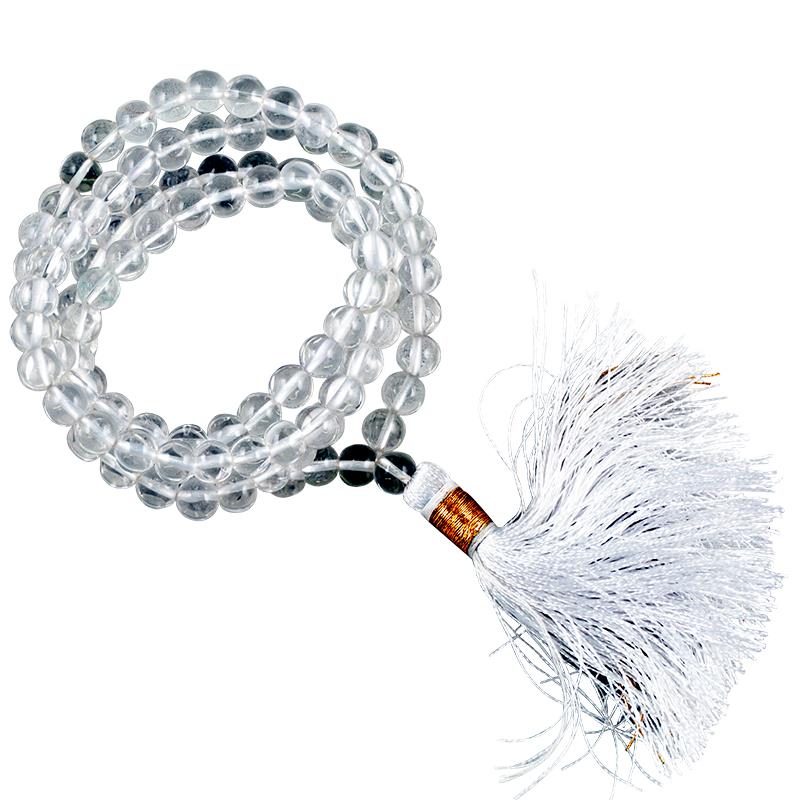 Mala Bergkristall (6 mm), 108 Perlen +Tasche