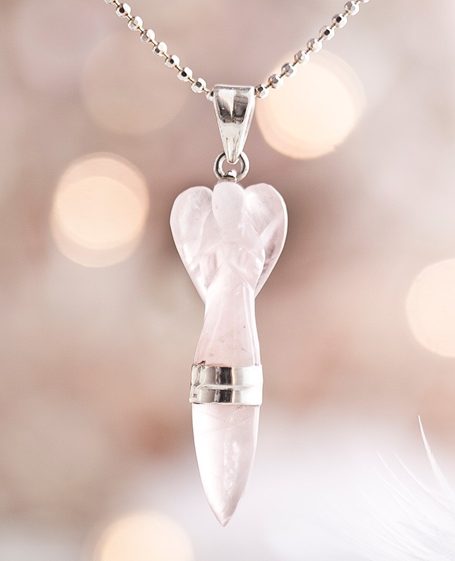 Rosenquarz-Anhänger "Engel für liebevolle Beziehungen"