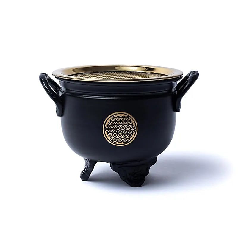 Harmonie mit Räucherung: Räucherkessel Blume des Lebens mit Sieb