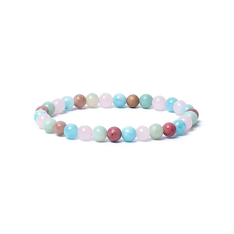 Armband Aquamarin, Rosenquarz, Amazonit und Thulit