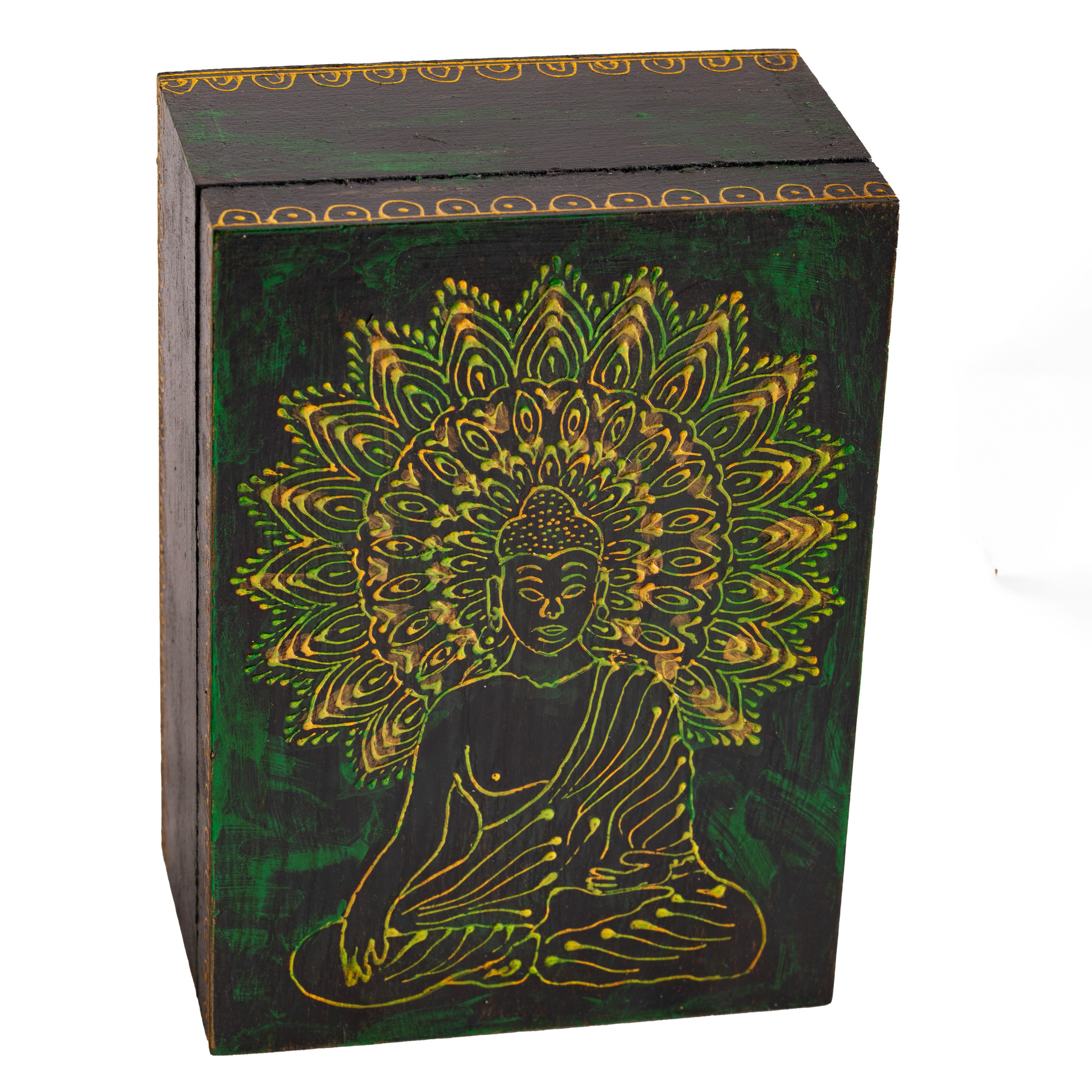 Buddha Holzbox zur Aufbewahrung von kleinen Kostbarkeiten
