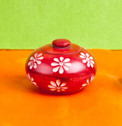 Blumendöschen für Räucherstäbchen, rot