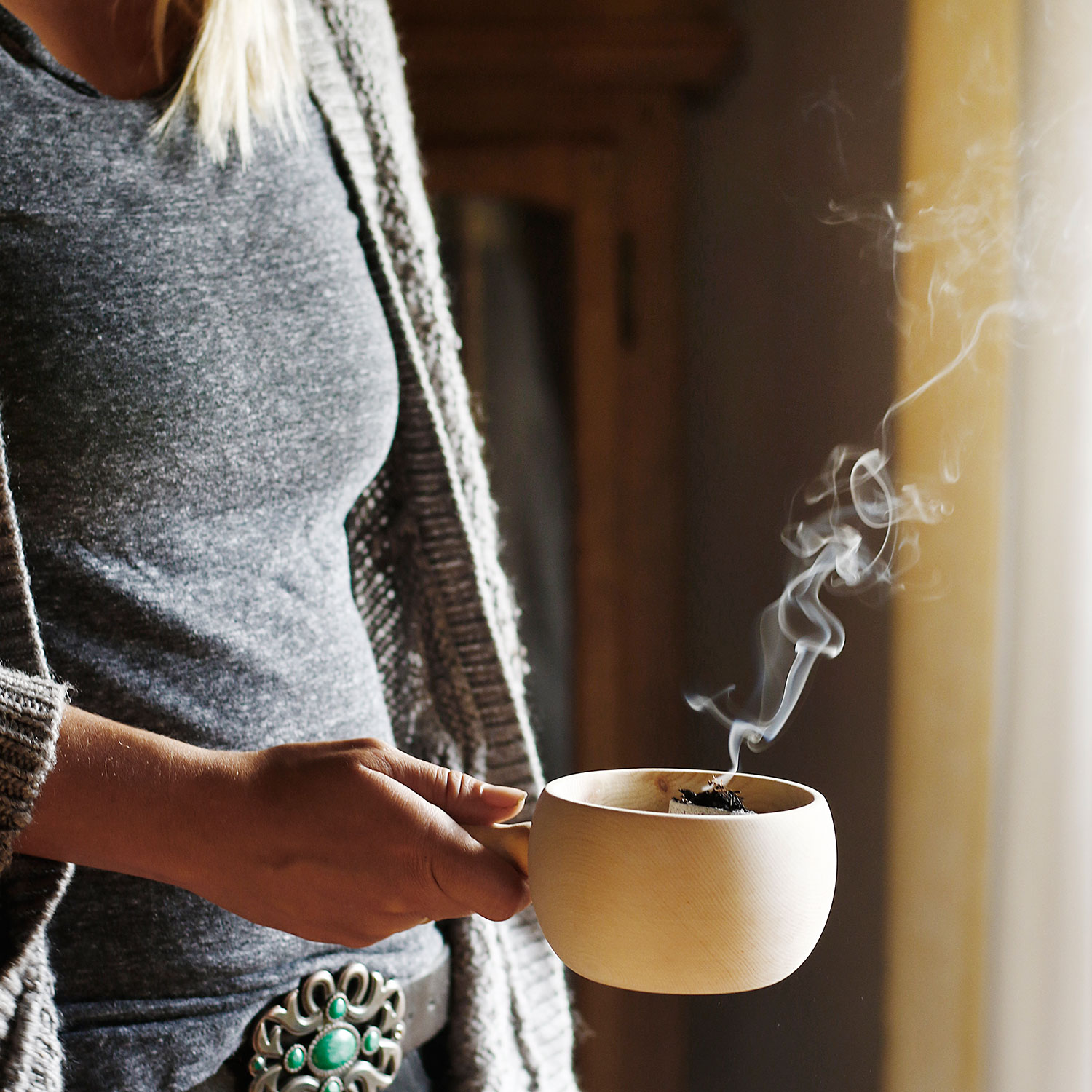 Zirbenholz Räucherpfanne