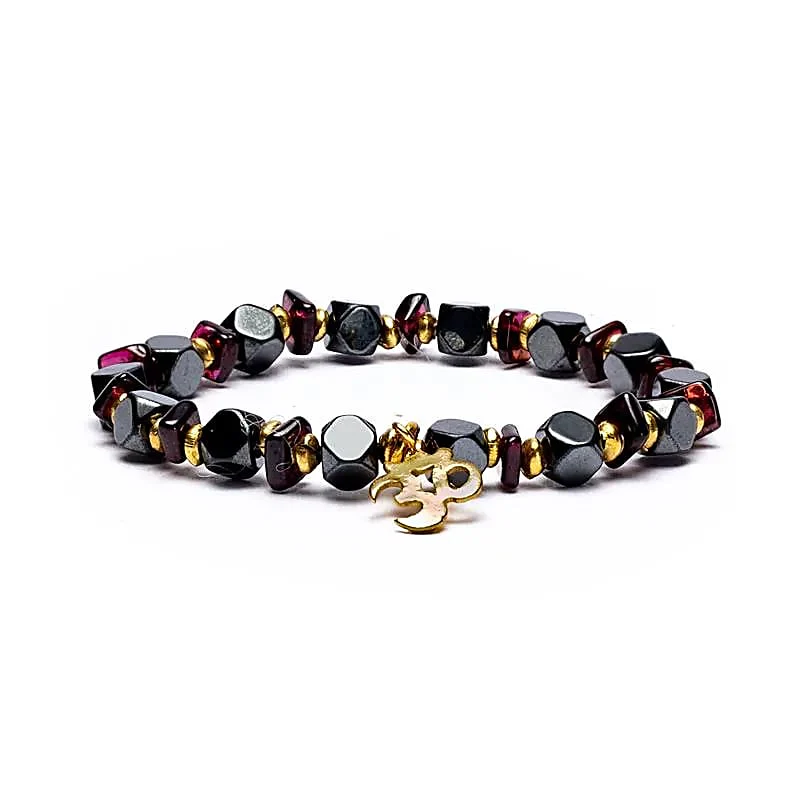 Armband Hämatit, Granat und OM