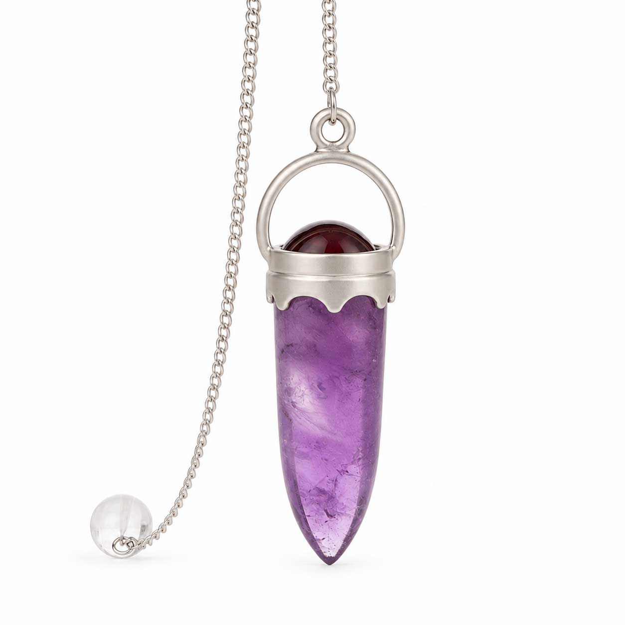 Amethyst-Pendel mit rotem Granat