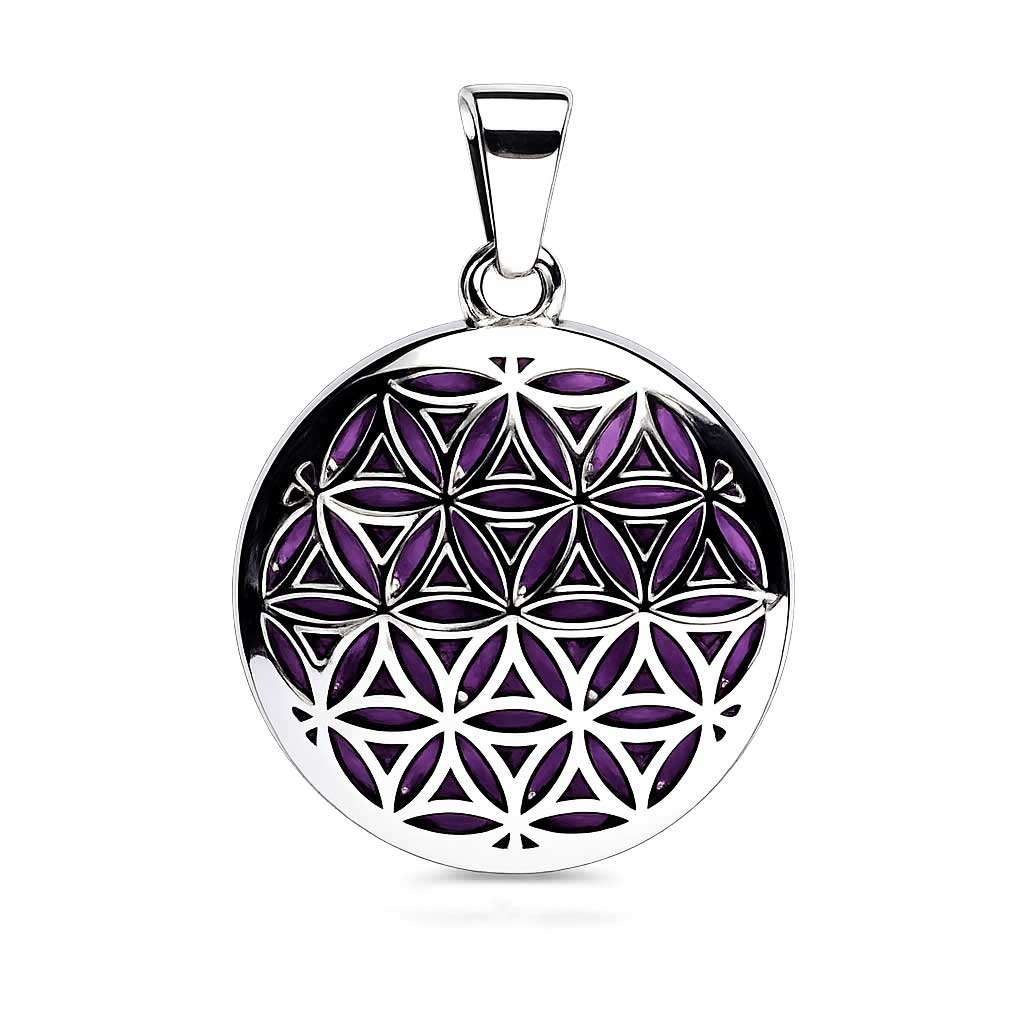 Anhänger "Blume des Lebens" mit Amethyst