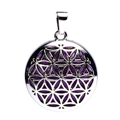 Anhänger Blume des Lebens mit Amethyst