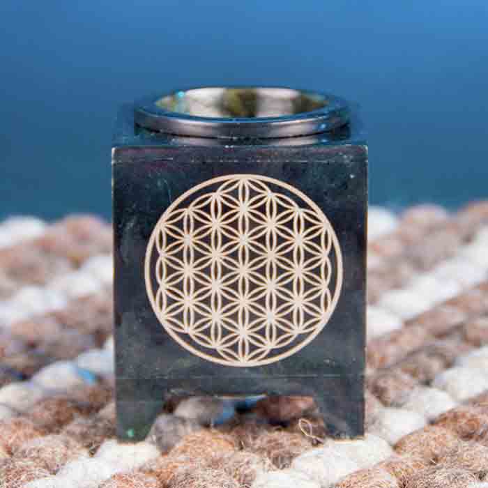 Aromalampe - Blume des Lebens, Schwarz: Harmonie durch Duft und Design