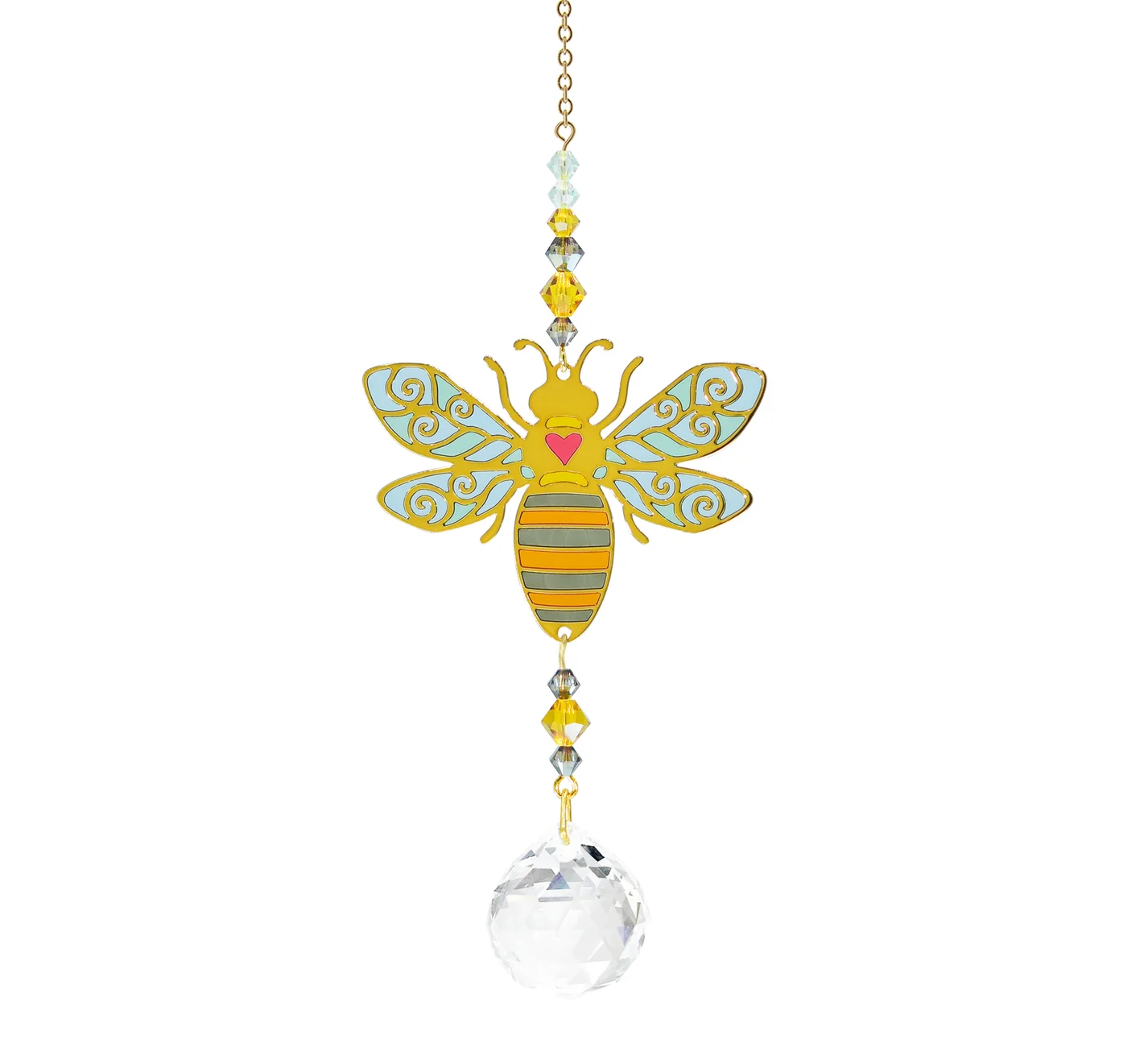 Goldene Biene mit Feng Shui Kristall
