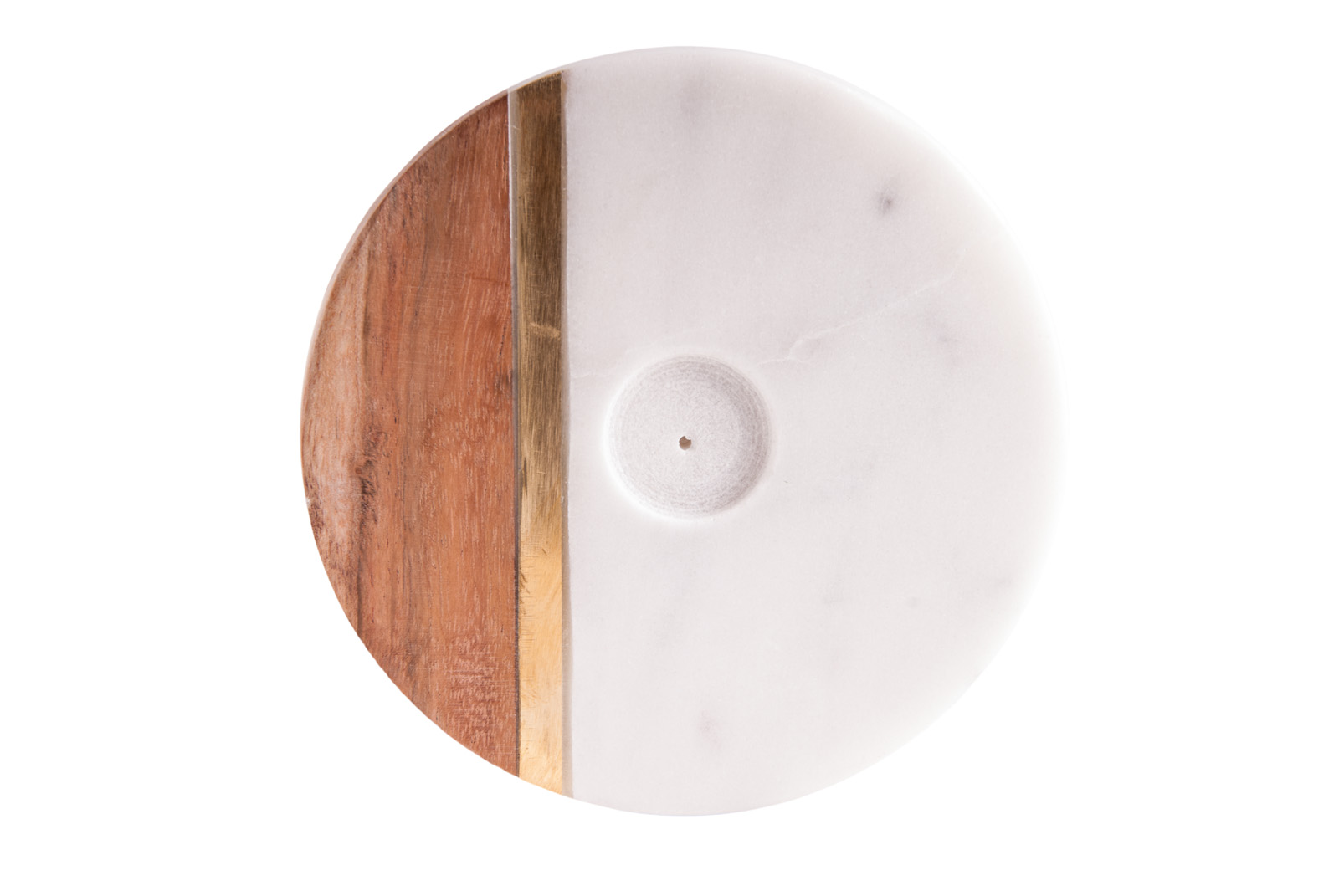 Räucherstäbchenhalter aus Marmor, Holz und Messing