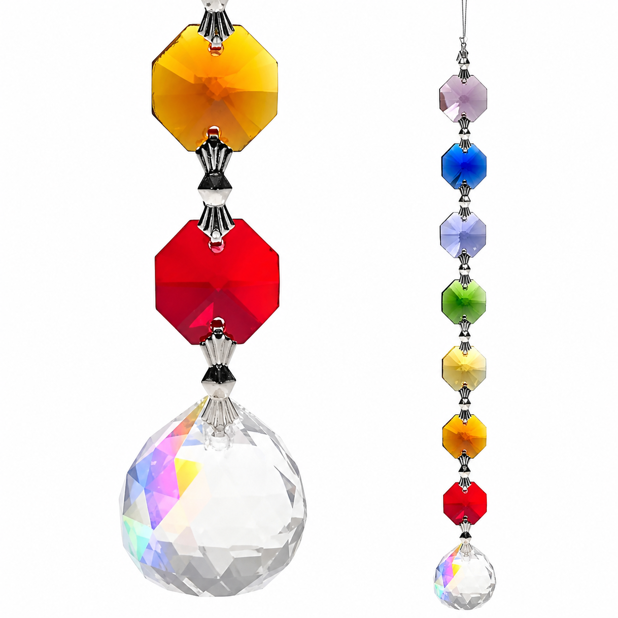 Kristall Fensterhänger Aurora Lichtkugel mit Chakra Kristallen