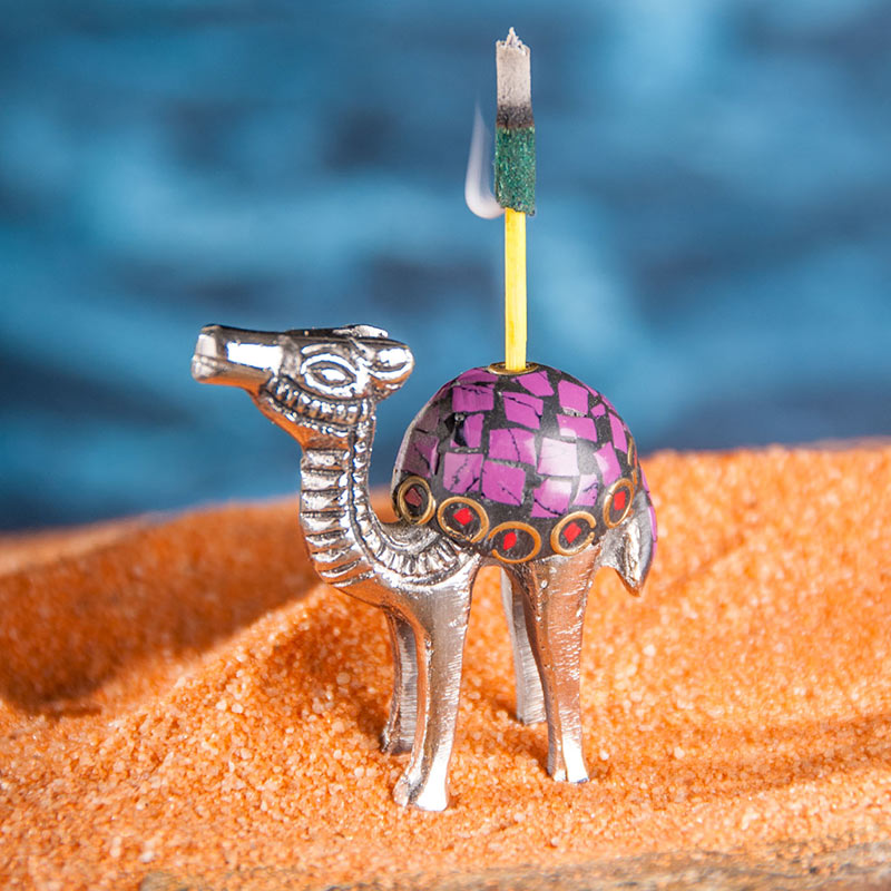 Räucherstäbchenhalter Kamel, versilbert