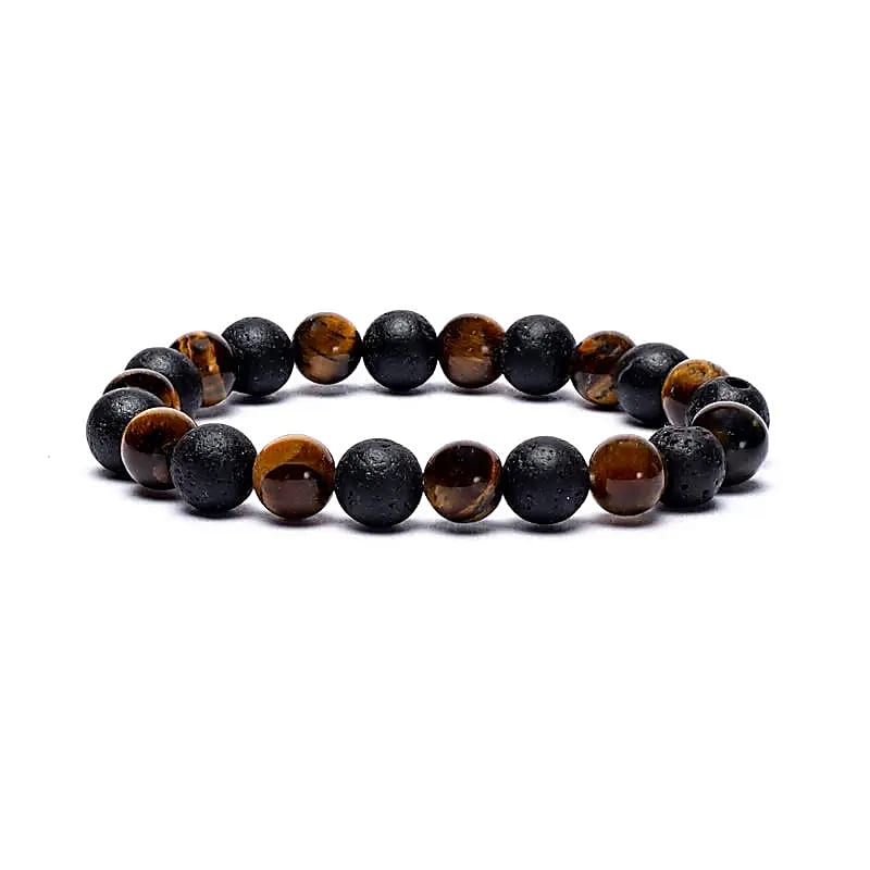 Tigerauge und Lavastein Armband