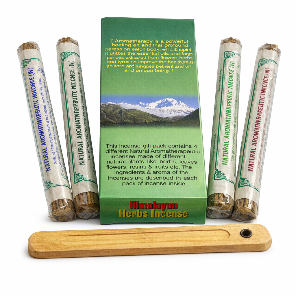 Himalayan Herb Incense Set - 4 Rollen mit Halter