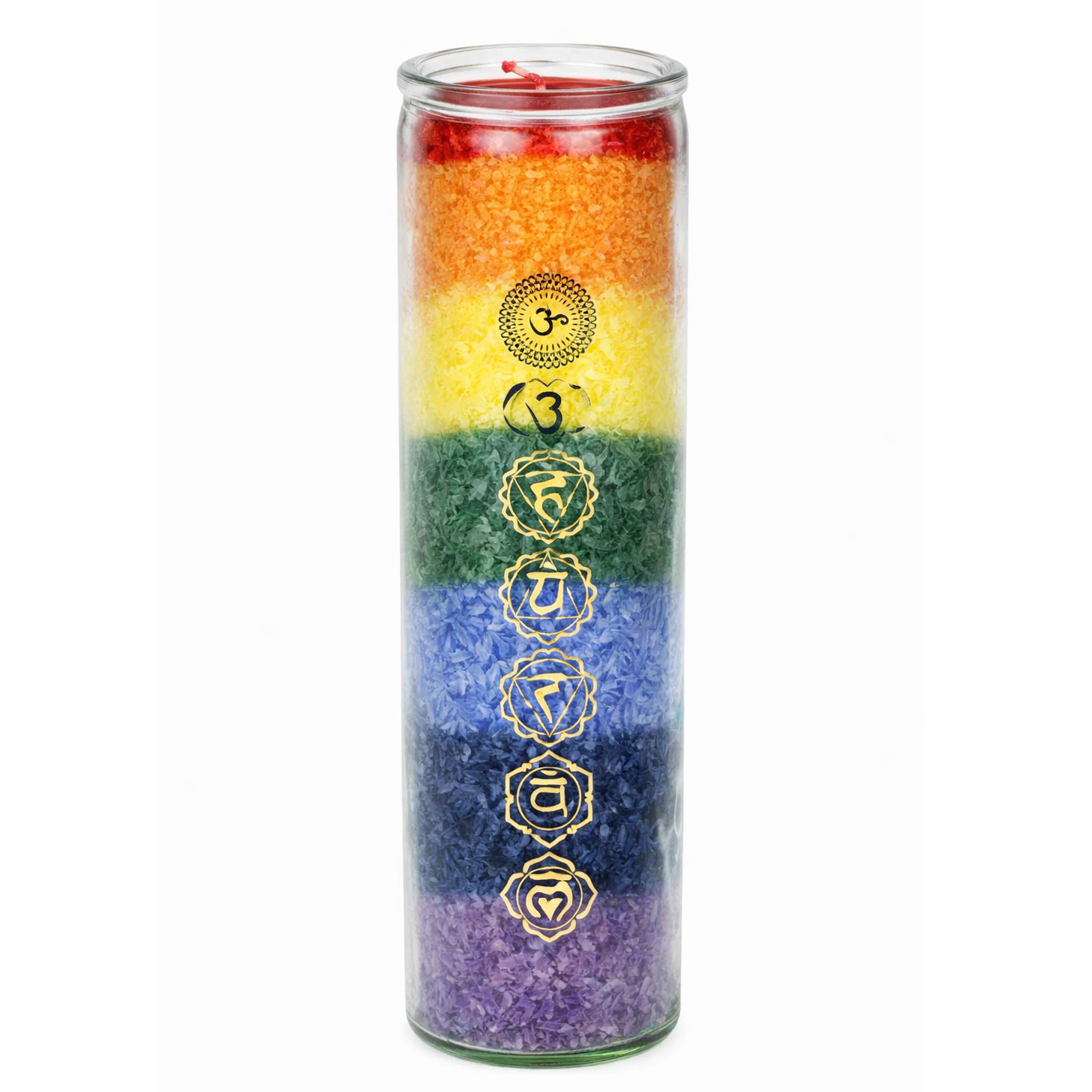 Chakra Regenbogen Duftkerze mit ätherischen Ölen im Glas