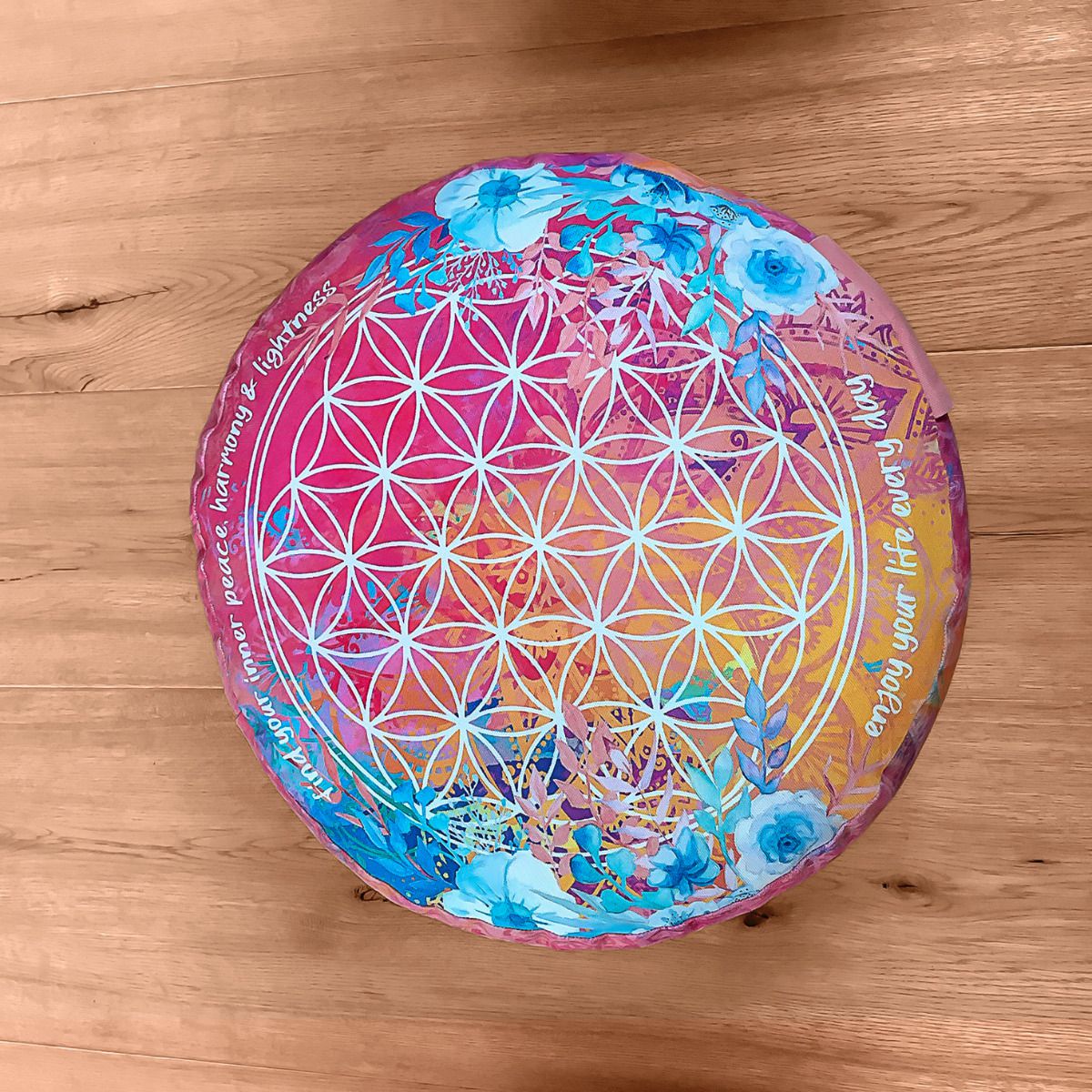 Meditationskissen rund pink/bunt