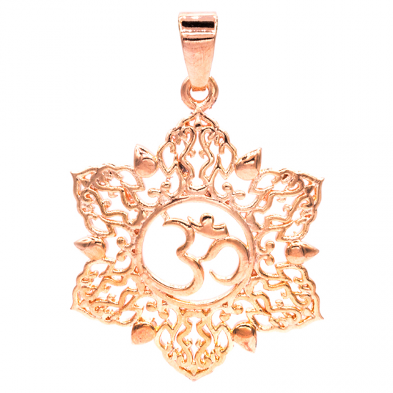 Anhänger Ohm Lotus rosa-goldfarbig