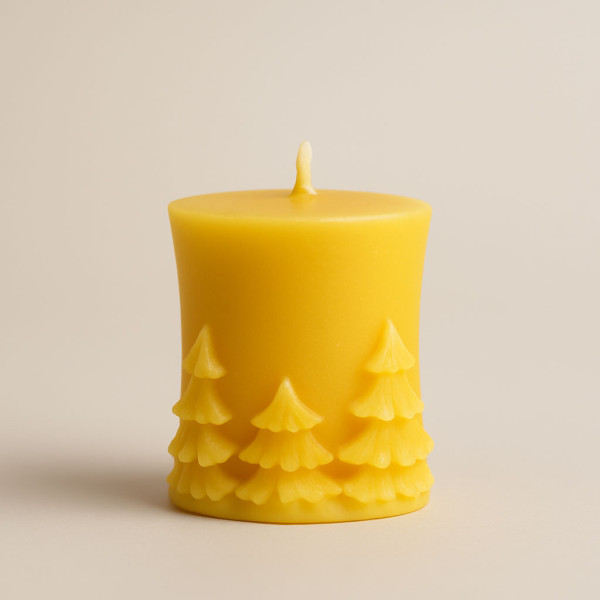 Bienenwachskerze "Baumstumpf im Tannenwald" (Klein)