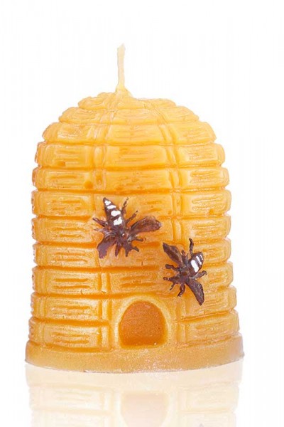 Bienenwachskerze im Korpdesign mit zwei Bienen