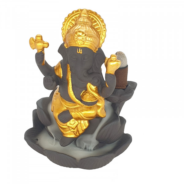 Backflow Räucherkegelhalter Ganesha Gold