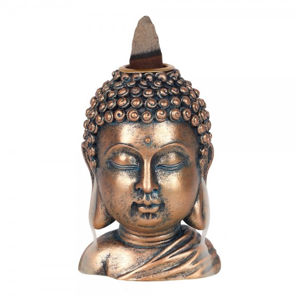 Bronze Buddha Kopf Backflow Räuchergefäß
