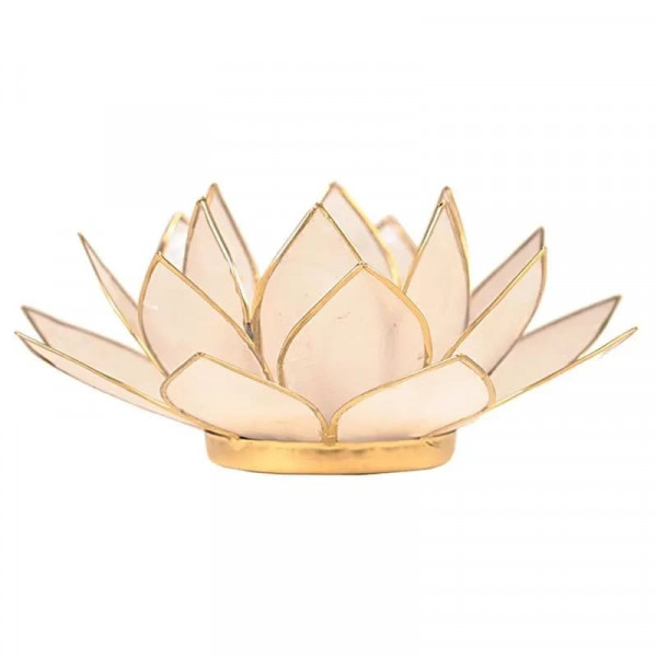 Lotus Teelichthalter natur goldfarbig
