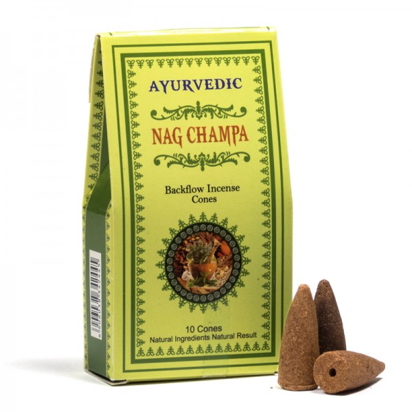 Ayurvedische Rückfluss-Räucherkegel "Nag Champa"