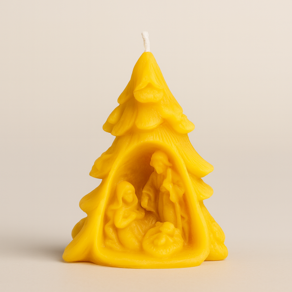 Bienenwachskerze "Baum mit Krippe"
