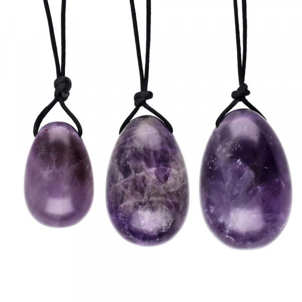 Amethyst Yoni-Ei-Set mit Loch