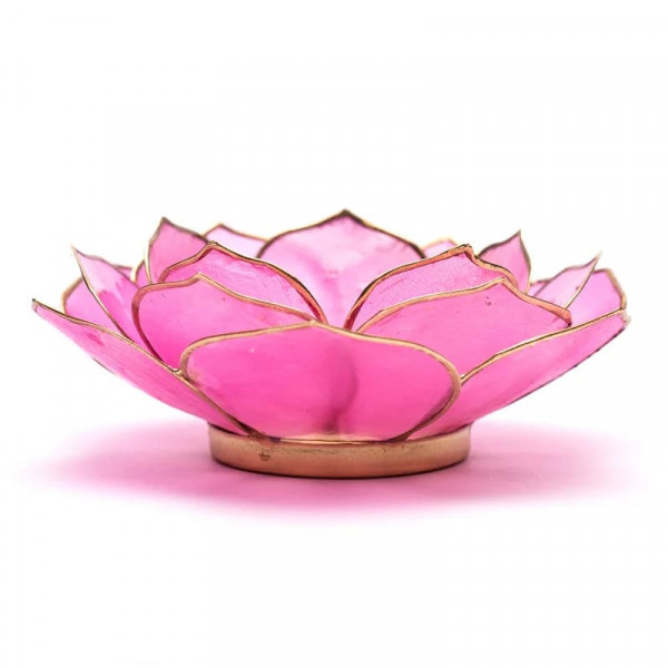 Lotus Teelichthalter kleinblättrig rosa goldfarbig