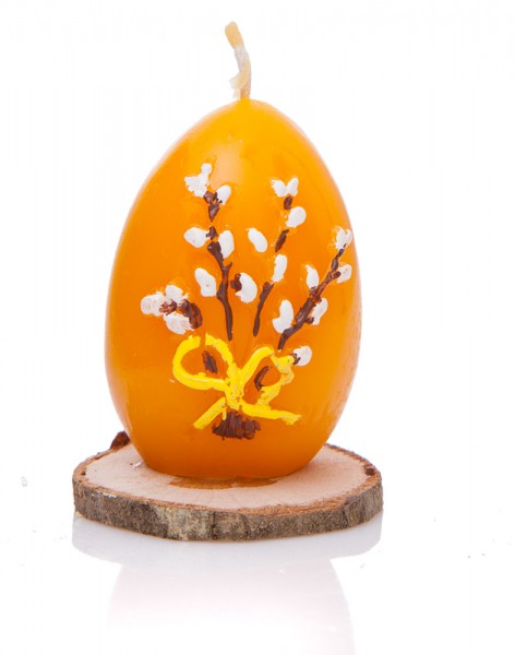 Bienenwachskerze "Osterei mit Palmzweigen"