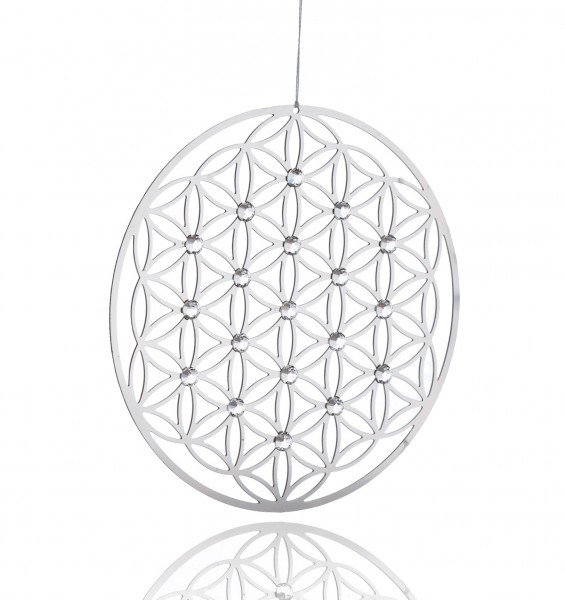 Fenstermotiv „Blume des Lebens“ - Edelstahl mit Swarovski-Kristallen