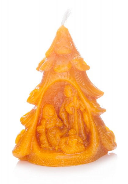 Bienenwachskerze "Christbaum mit Krippe" - Gross