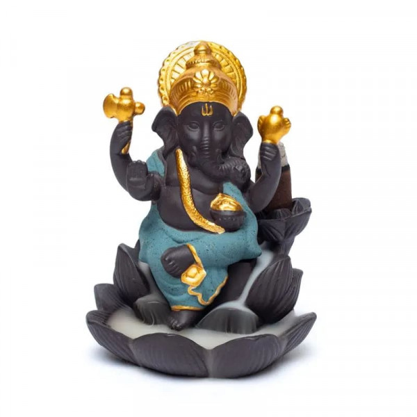Rückfluss Räucherkegelbrenner Ganesha, blau